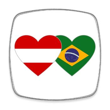 Austria Brazil Flag Heart - Square fridge magnet - white - Front