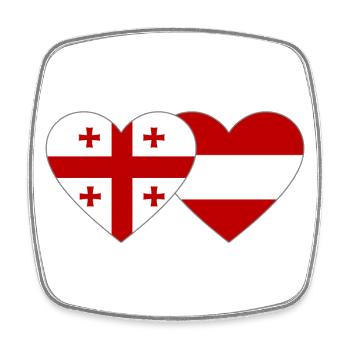 Géorgie Autriche Drapeau Coeur - Magnet carré - blanc - Devant