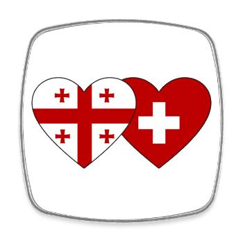 Georgien Schweiz Flagge Herz - Viereckiger Kühlschrankmagnet - Weiß - Vorne