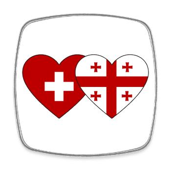 Schweiz Georgien Flagge Herz - Viereckiger Kühlschrankmagnet - Weiß - Vorne