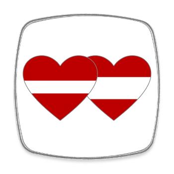 Latvia Austria Flag Heart - Square fridge magnet - white - Front