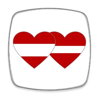 Austria Latvia Flag Heart - Square fridge magnet - white - Front