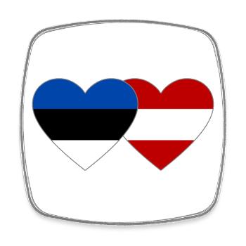 Estonia Austria Flag Heart - Square fridge magnet - white - Front