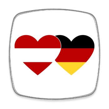 Austria Germany Flag Heart - Square fridge magnet - white - Front
