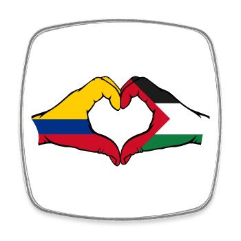 Colombie Palestine drapeau mains forme de coeur - Magnet carré - blanc - Devant