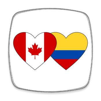 Canada Colombie Drapeau Coeur - Magnet carré - blanc - Devant