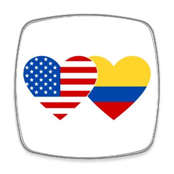 USA Kolumbien Flagge Herz - Viereckiger Kühlschrankmagnet - Weiß - Vorne
