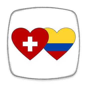 Switzerland Colombia Flag Heart - Square fridge magnet - white - Front