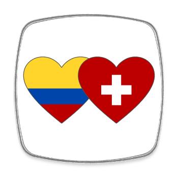 Colombie Suisse Drapeau Coeur - Magnet carré - blanc - Devant