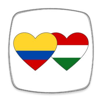 Colombie Hongrie Drapeau Coeur - Magnet carré - blanc - Devant