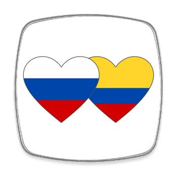 Russie Colombie Drapeau Coeur - Magnet carré - blanc - Devant