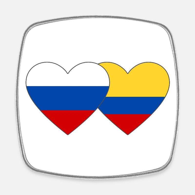 Russie Colombie Drapeau Coeur - Magnet carré - blanc