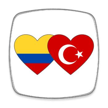 Colombie Turquie Drapeau Coeur - Magnet carré - blanc - Devant