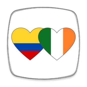 Kolumbien Irland Flagge Herz - Viereckiger Kühlschrankmagnet - Weiß - Vorne