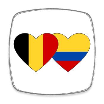 Belgien Kolumbien Flagge Herz - Viereckiger Kühlschrankmagnet - Weiß - Vorne