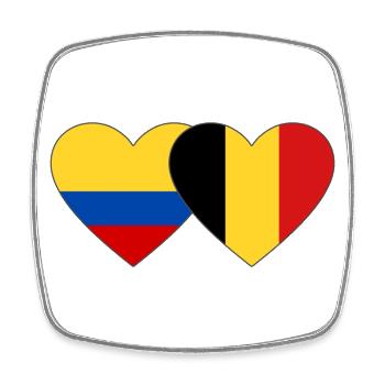 Colombia Belgium Flag Heart - Square fridge magnet - white - Front