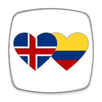 Iceland Colombia Flag Heart - Square fridge magnet - white - Front