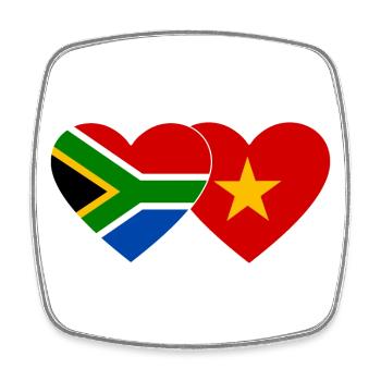 Afrique du Sud Vietnam Drapeau Coeur - Magnet carré - blanc - Devant