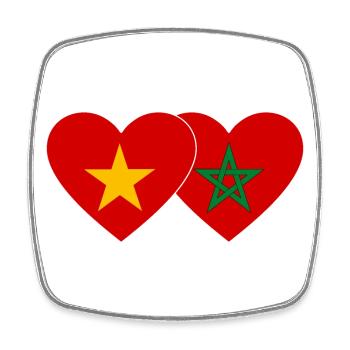 Vietnam Marokko Flagge Herz - Viereckiger Kühlschrankmagnet - Weiß - Vorne
