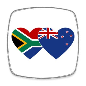 Afrique du Sud Nouvelle-Zélande Drapeau Cœur - Magnet carré - blanc - Devant