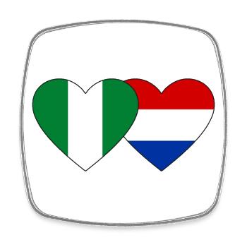 Nigeria Holland Flag Heart - Square fridge magnet - white - Front
