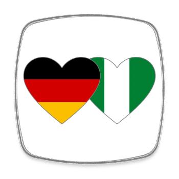 Allemagne Nigeria Drapeau Coeur - Magnet carré - blanc - Devant