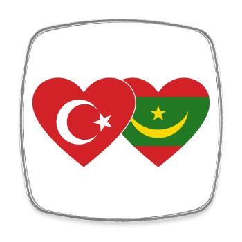 Turkey Mauritania Flag Heart - Square fridge magnet - white - Front
