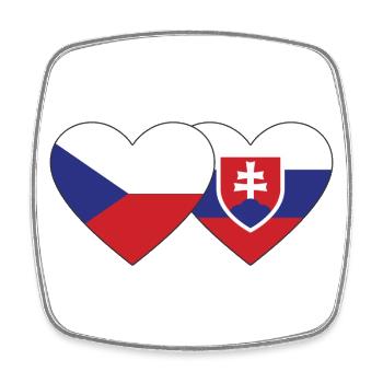 Tschechien Slowakei Flagge Herz - Viereckiger Kühlschrankmagnet - Weiß - Vorne