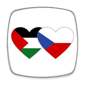 Palestine Czech Republic Flag Heart - Square fridge magnet - white - Front