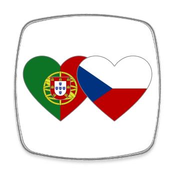 Portugal République tchèque Drapeau Coeur - Magnet carré - blanc - Devant