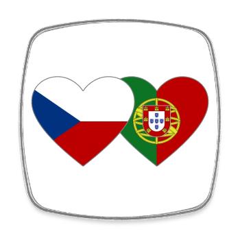 République tchèque Portugal Drapeau Coeur - Magnet carré - blanc - Devant