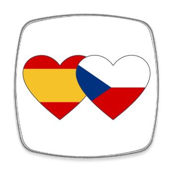 Spanien Tschechien Flagge Herz - Viereckiger Kühlschrankmagnet - Weiß - Vorne