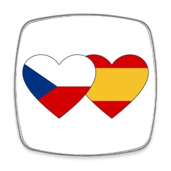 Tschechien Spanien Flagge Herz - Viereckiger Kühlschrankmagnet - Weiß - Vorne