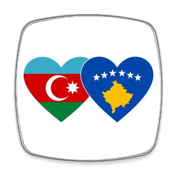 Aserbaidschan Kosovo Flagge Herz - Viereckiger Kühlschrankmagnet - Weiß - Vorne