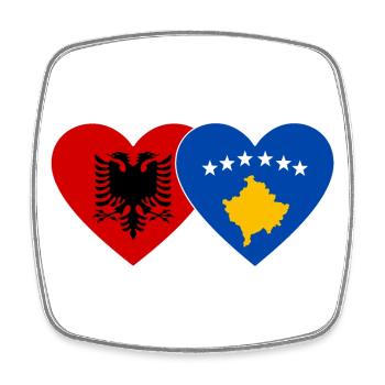 Albanien Kosovo Flagge Herz - Viereckiger Kühlschrankmagnet - Weiß - Vorne