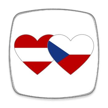 Österreich Tschechien Flagge Herz Flagge - Viereckiger Kühlschrankmagnet - Weiß - Vorne