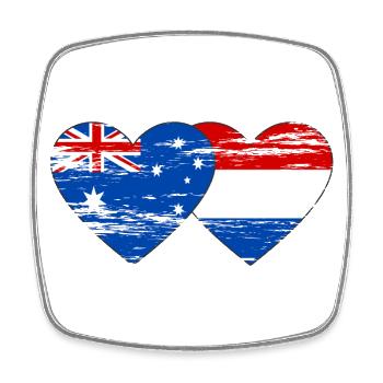 Australie Hollande Drapeau Coeur Drapeau utilisé - Magnet carré - blanc - Devant
