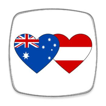 Australien Österreich Flagge Herz Flagge - Viereckiger Kühlschrankmagnet - Weiß - Vorne