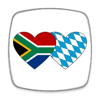 South Africa Bavaria Flag Heart - Square fridge magnet - white - Front