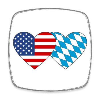 America Bavaria Flag Heart - Square fridge magnet - white - Front