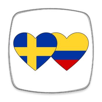 Schweden Kolumbien Flagge Herz - Viereckiger Kühlschrankmagnet - Weiß - Vorne