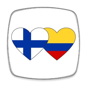 Finlande Colombie Drapeau Coeur - Magnet carré - blanc - Devant