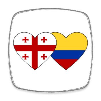 Georgien Kolumbien Flagge Herz - Viereckiger Kühlschrankmagnet - Weiß - Vorne