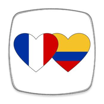 Drapeau de la France et de la Colombie - Magnet carré - blanc - Devant