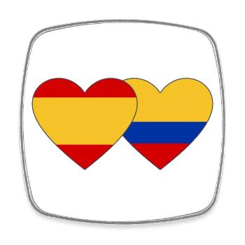 Espagne Colombie Drapeau Coeur - Magnet carré - blanc - Devant