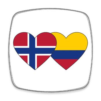 Norway Colombia Flag Heart - Square fridge magnet - white - Front