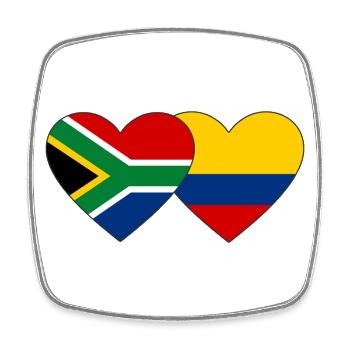 Afrique du Sud Colombie Drapeau Coeur - Magnet carré - blanc - Devant