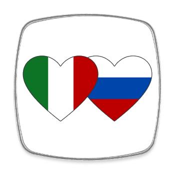 Italie Russie Drapeau Coeur - Magnet carré - blanc - Devant