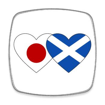 Japan Scotland Flag Heart - Square fridge magnet - white - Front