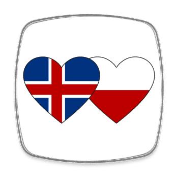 Island Polen Flagge Herz - Viereckiger Kühlschrankmagnet - Weiß - Vorne